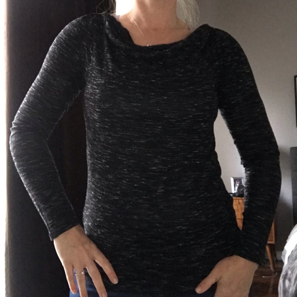 LOFT grey drape front long sleeve top
